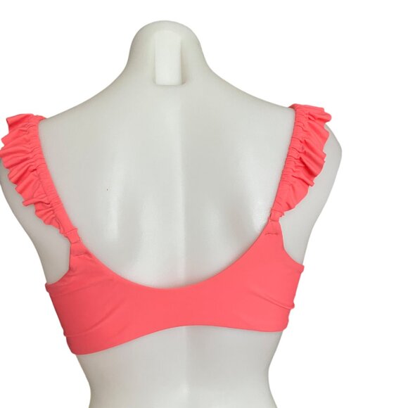 Aerie ruffle scoop bikini top size M in coral NWT - Picture 2 of 8